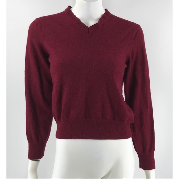 J. Crew Sweaters - J Crew Burgundy Marino Wool Crew Neck Sweater